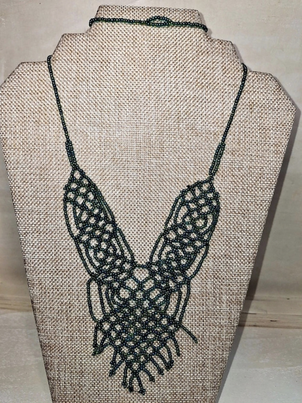 Green Seed Bead Statement Necklace